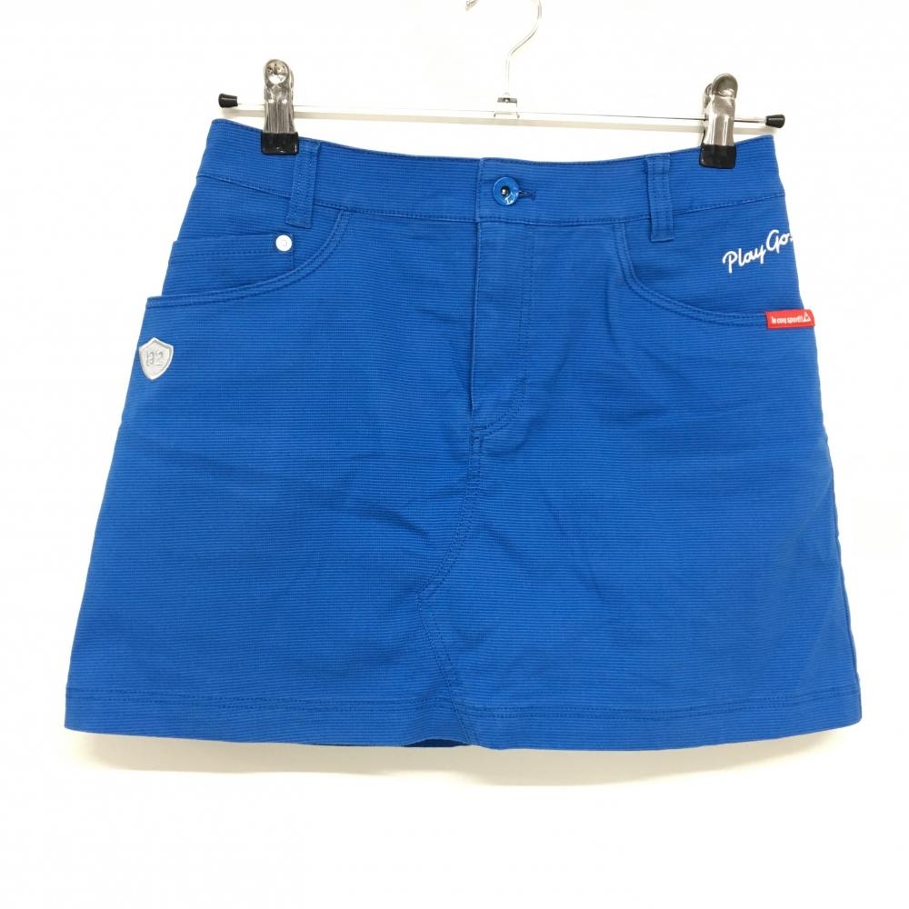 ルコックゴルフ スカート ブルー 地模様 ロゴ刺しゅう ストレッチ 内側インナーパンツ レディース 9 ゴルフウェア le coq sportif