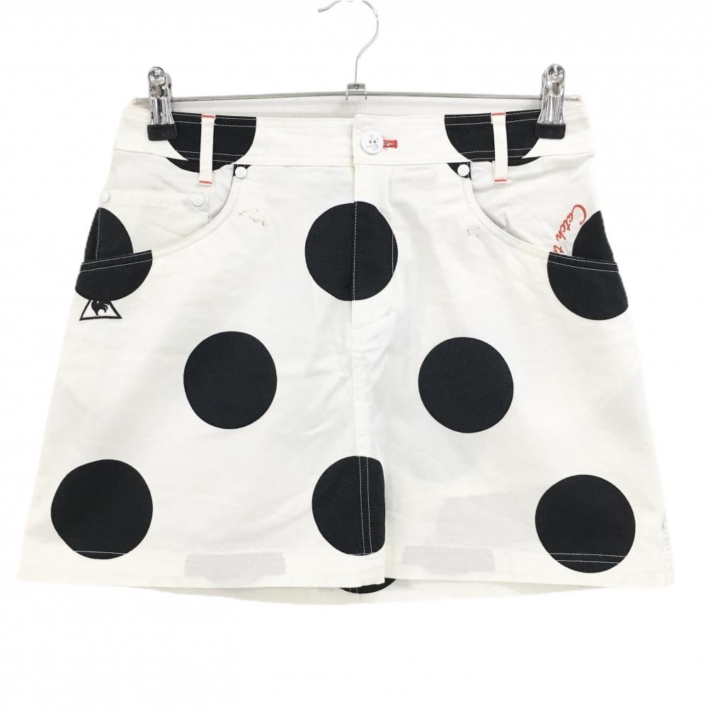 ルコックゴルフ スカート 白×黒 ドット ストレッチ  レディース 9 ゴルフウェア le coq sportif