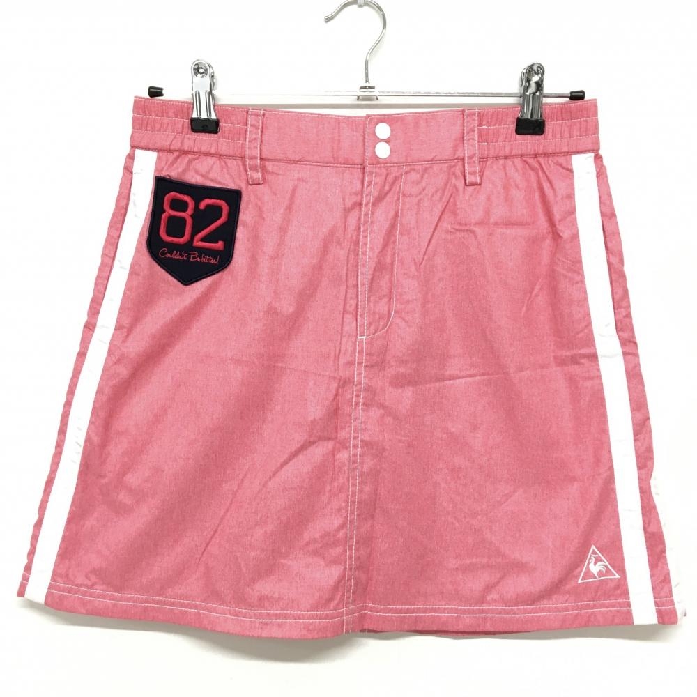 【超美品】ルコックゴルフ スカート ピンク×白 サイドライン ナイロン混メッシュ裏地 レディース 11 ゴルフウェア le coq sportif