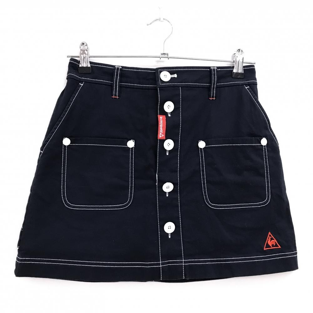 ルコックゴルフ スカート ネイビー×白 ステッチ 内側インナーパンツ レディース 7 ゴルフウェア le coq sportif