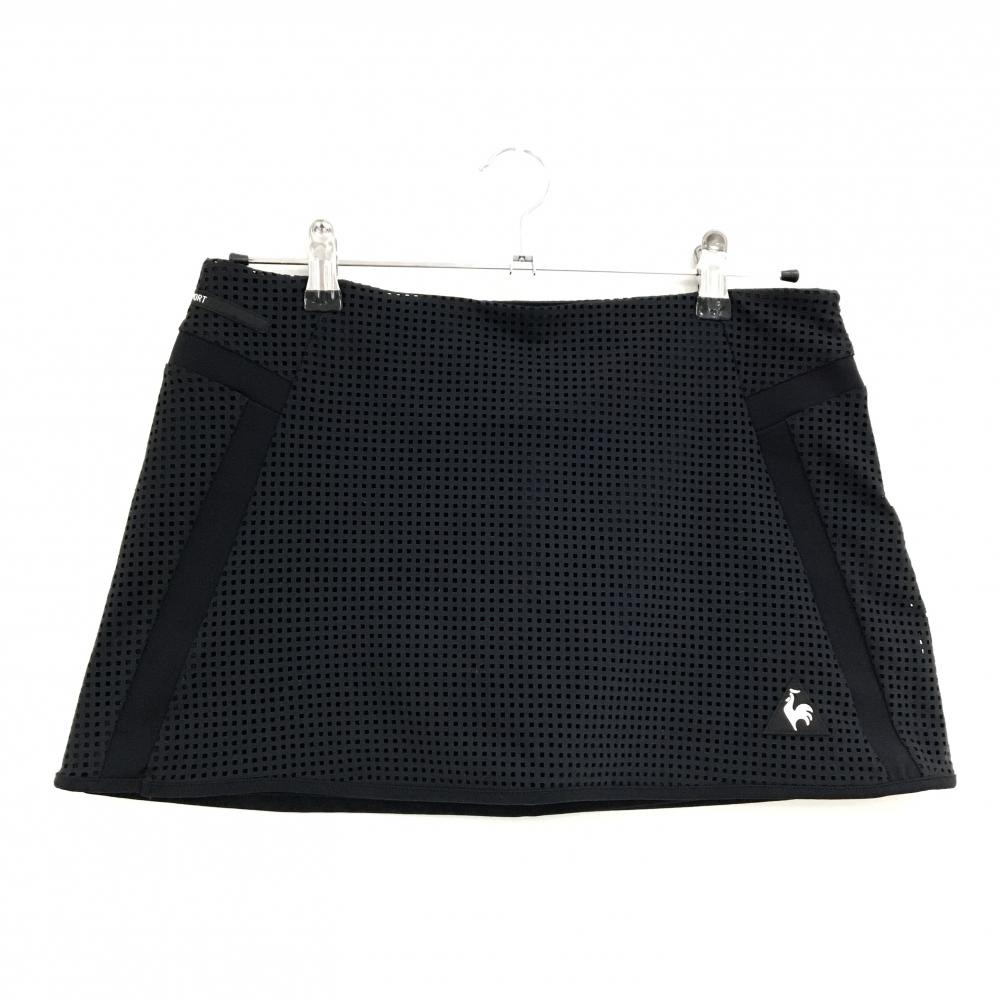 【超美品】ルコックゴルフ スカート 黒 スクエアパンチング ストレッチ  レディース 11 ゴルフウェア le coq sportif