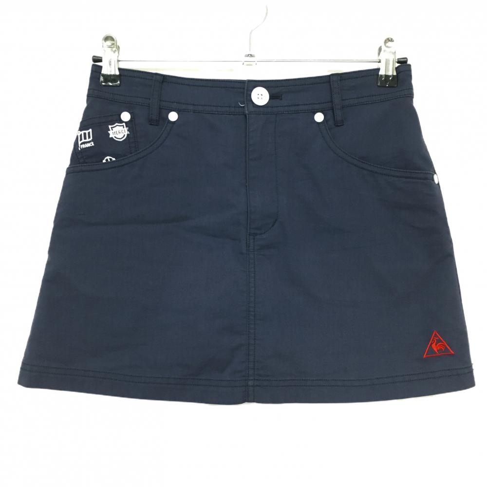 ルコックゴルフ スカート ネイビー×白 内側インナーパンツ ロゴ刺しゅう  レディース 7 ゴルフウェア le coq sportif