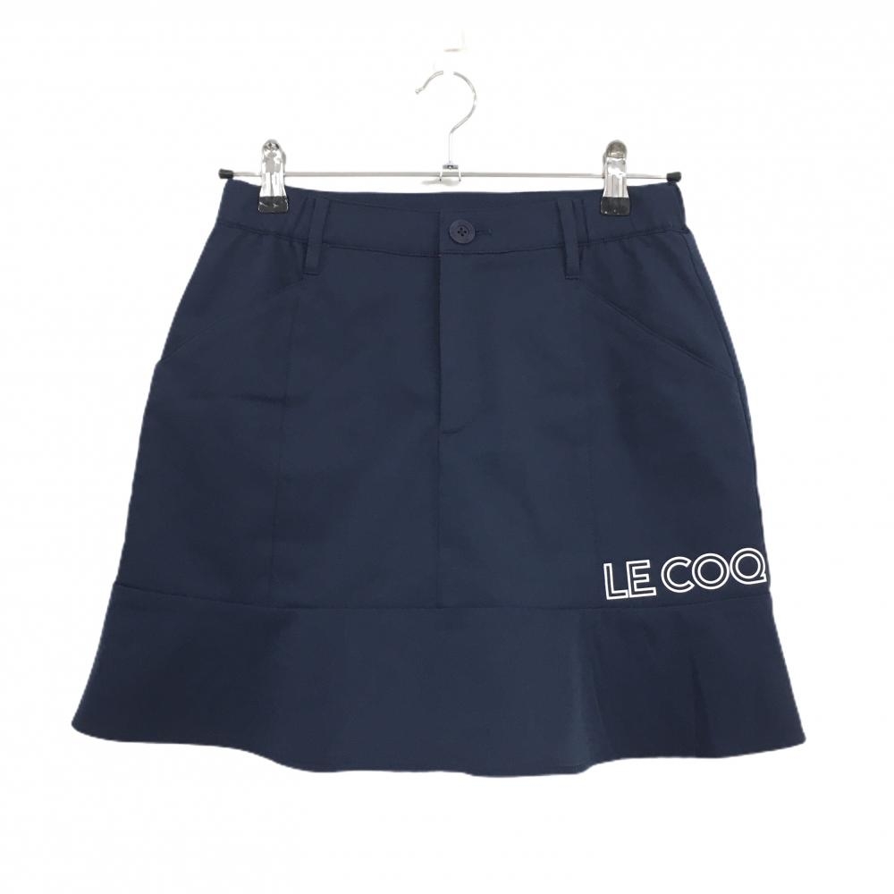 【美品】ルコックゴルフ スカート ネイビー×白 裾フリル 内側インナーパンツ レディース 11 ゴルフウェア le coq sportif