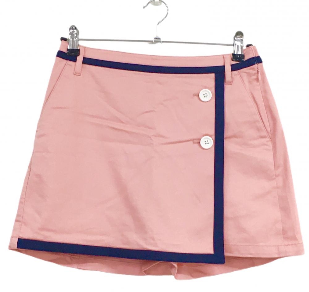 【美品】ルコックゴルフ スカート ピンク×ネイビー バックロゴ パイピング風  レディース 11 ゴルフウェア le coq sportif