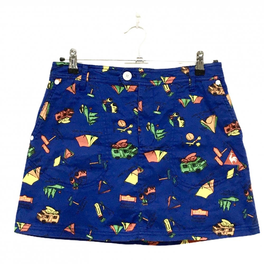 ルコックゴルフ スカート ブルー×マルチカラー 総柄 テント カート  レディース 11 ゴルフウェア le coq sportif