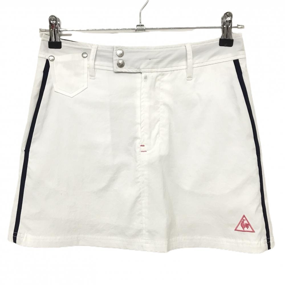 ルコックゴルフ スカート 白 ロゴピンク 内側メッシュインナーパンツ  レディース 7 ゴルフウェア le coq sportif