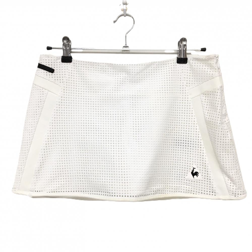 【美品】ルコックゴルフ スカート 白 メッシュ ストレッチ レディース 11 ゴルフウェア le coq sportif