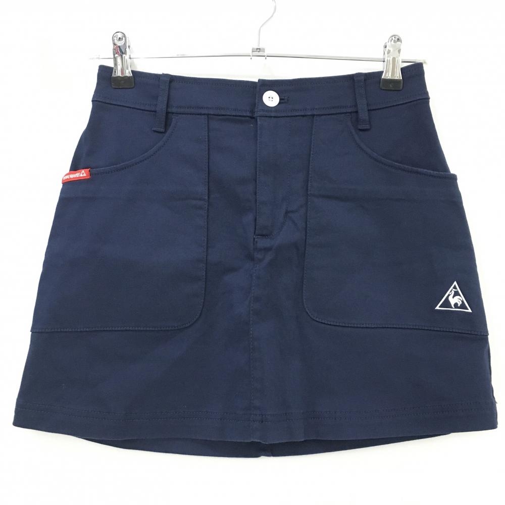 ルコックゴルフ スカート ネイビー×白 ストレッチ ロゴ刺しゅう  レディース 7 ゴルフウェア le coq sportif