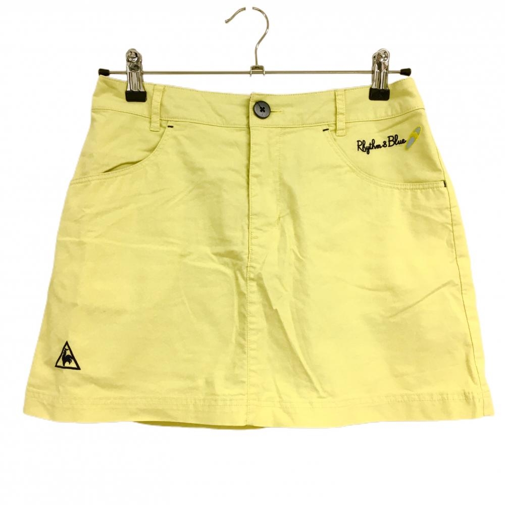 ルコックゴルフ スカート ライトイエロー 内側パンツ ワッペン ヤシの木 レディース 9 ゴルフウェア le coq sportif