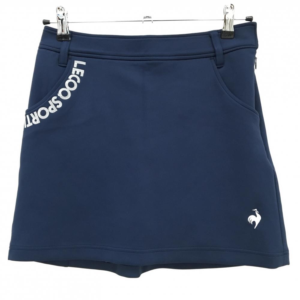 【超美品】ルコックゴルフ スカート ネイビー×白 ストレッチ 内側インナーパンツ  レディース M ゴルフウェア le coq sportif