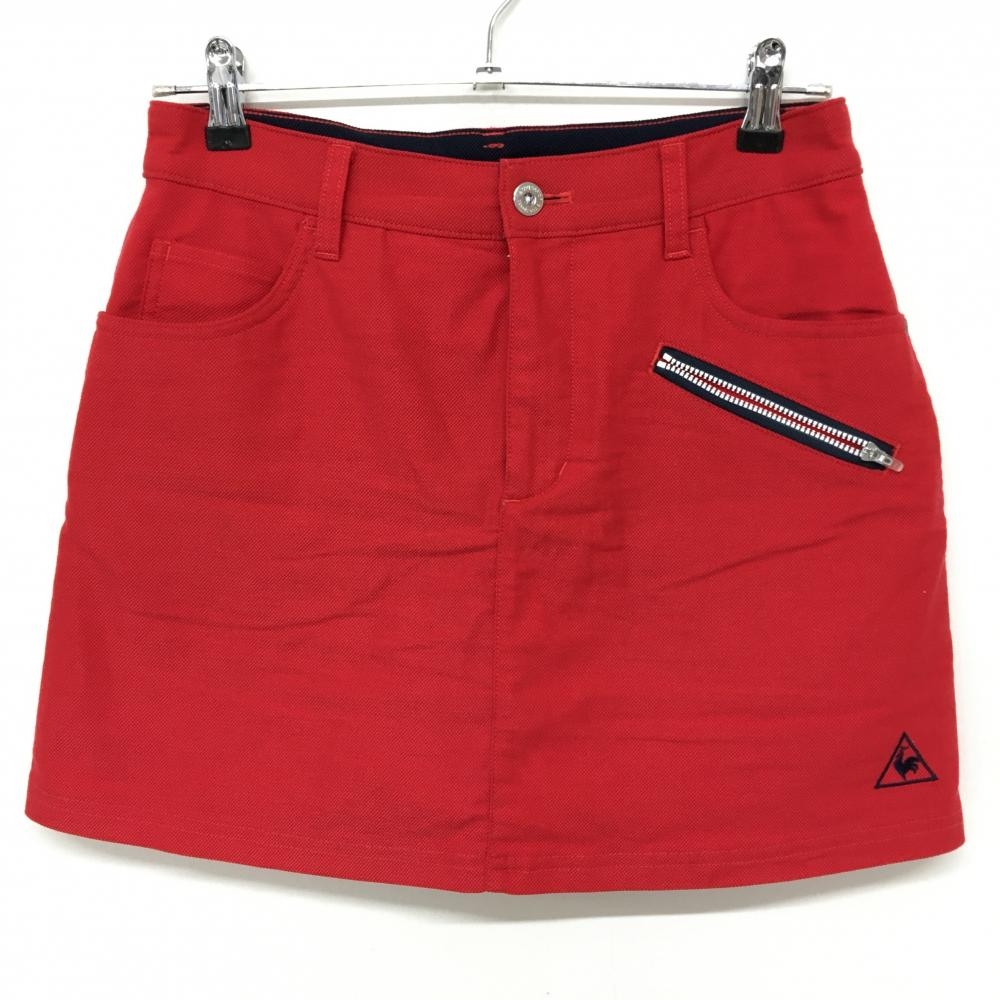 【超美品】ルコックゴルフ スカート レッド×ネイビー 内側パンツ  レディース 11 ゴルフウェア le coq sportif
