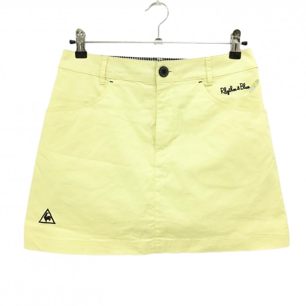 【美品】ルコックゴルフ スカート イエロー×ネイビー サーフボード ヤシの木  レディース 11 ゴルフウェア le coq sportif