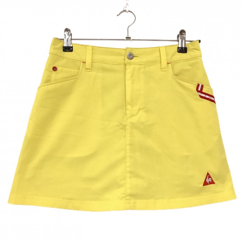 【美品】ルコックゴルフ スカート イエロー×レッド ロゴ 内側インナーパンツ レディース 7 ゴルフウェア le coq sportif