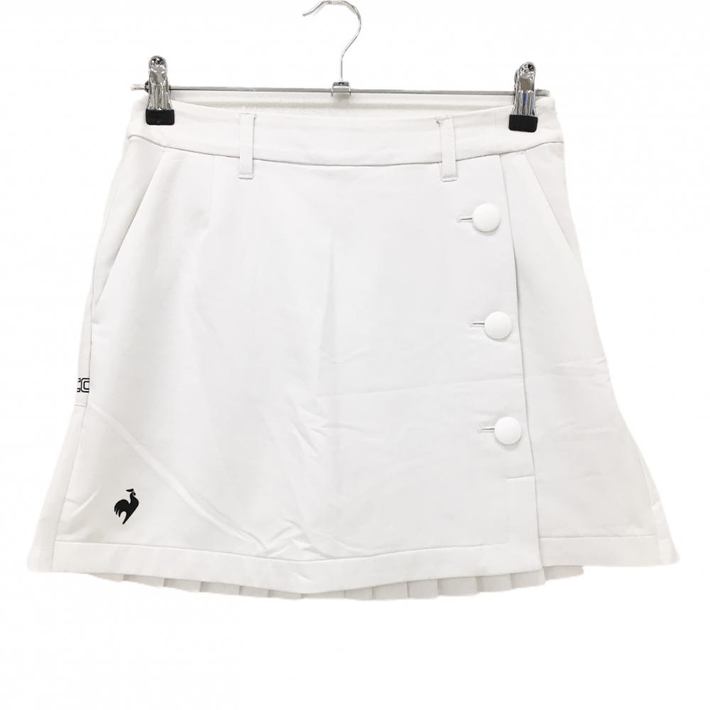 ルコックゴルフ スカート 白 背面プリーツ 裾ロゴ 内側インナーパンツ レディース 9 ゴルフウェア le coq sportif