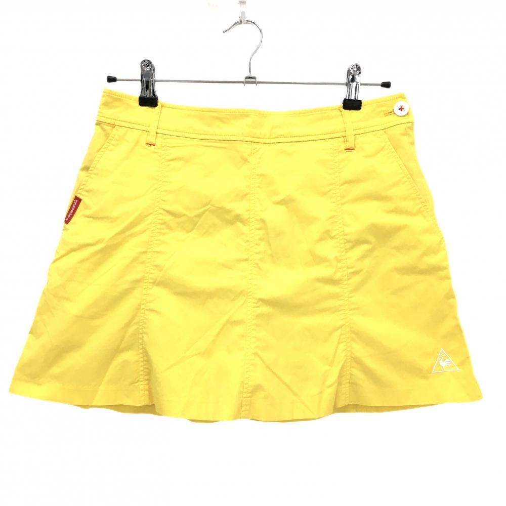 【美品】ルコックゴルフ スカート イエロー 内側インナーパンツ 裾ロゴ  レディース 9 ゴルフウェア le coq sportif
