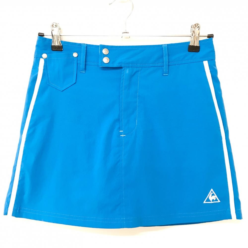 【美品】ルコックゴルフ スカート ブルー×白 サイドライン 内側インナーパンツ レディース 7 ゴルフウェア le coq sportif