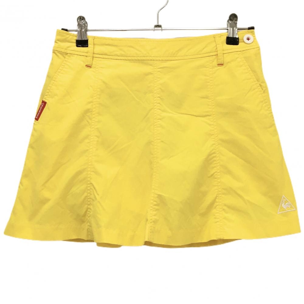 【美品】ルコックゴルフ スカート イエロー ナイロン混 内側メッシュインナーパンツ レディース 7 ゴルフウェア le coq sportif