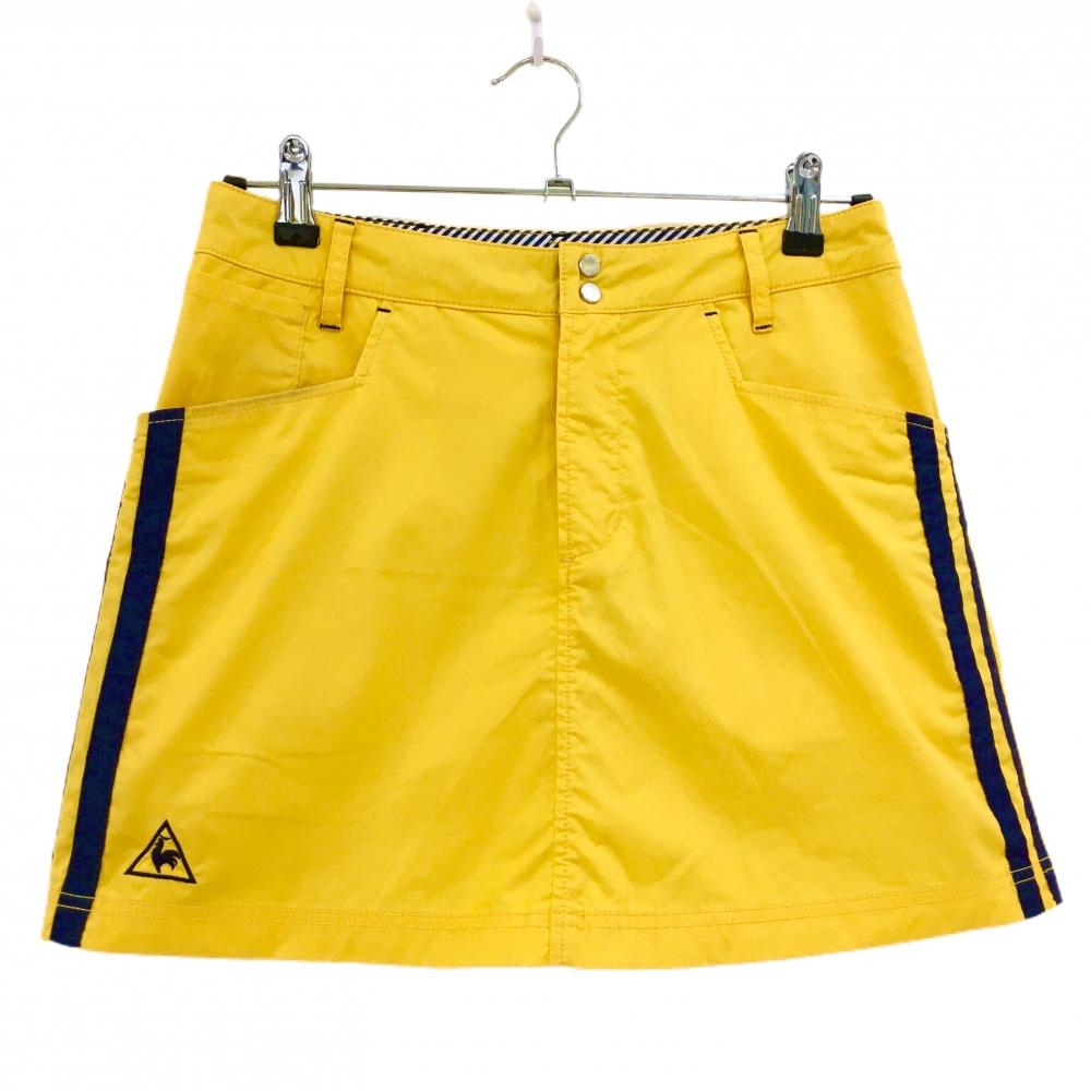 ルコックゴルフ スカート マスタードイエロー×ダークネイビー 内側インナーパンツ  レディース 9 ゴルフウェア le coq sportif