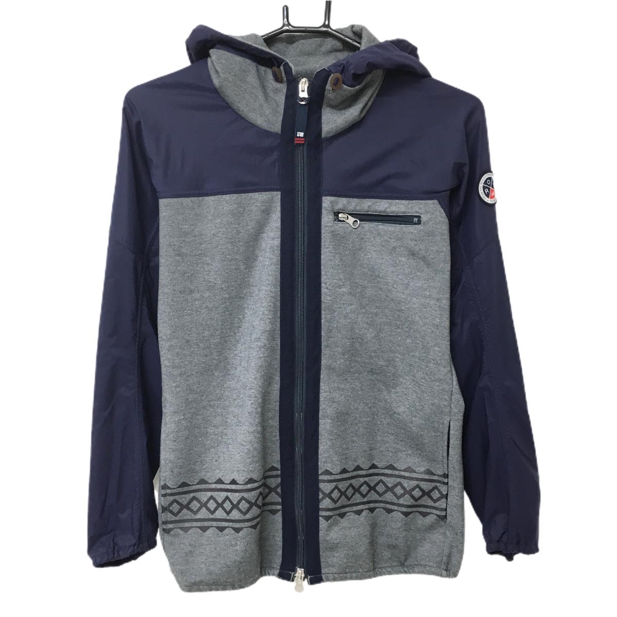 ロサーセン ジップパーカー グレー×ネイビー 異素材 裏一部メッシュ ジャケット レディース M ゴルフウェア Rosasen