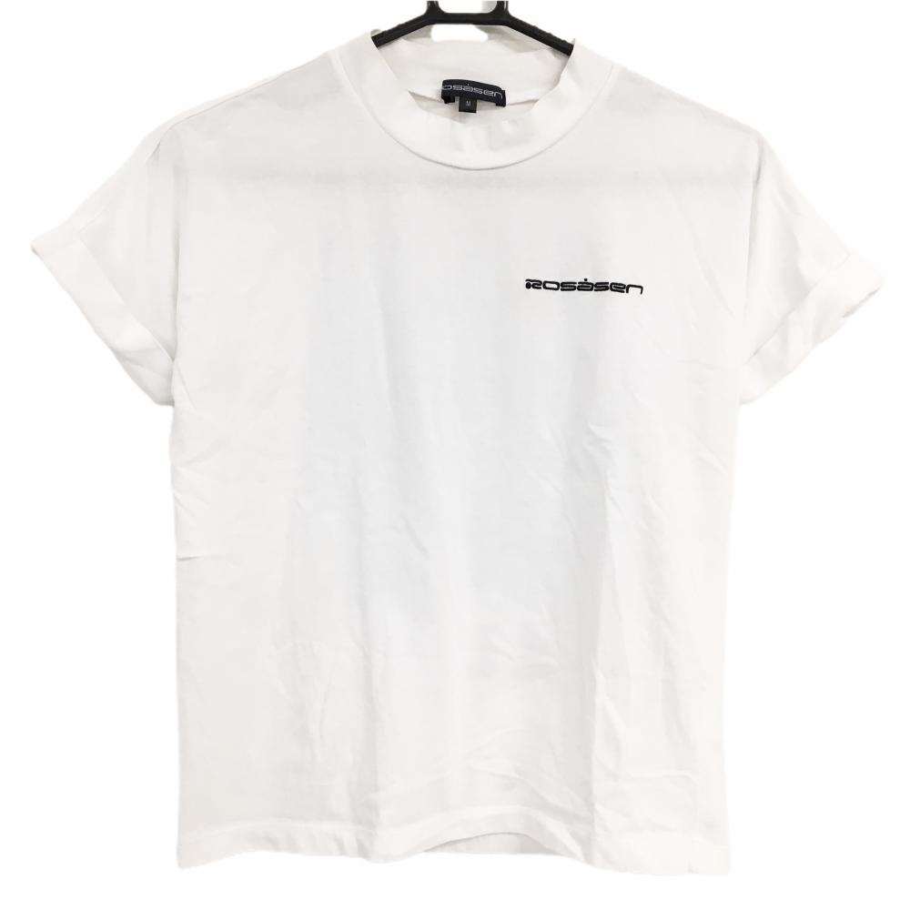 ロサーセン 半袖ハイネックシャツ 白 バックプリント レディース M ゴルフウェア Rosasen