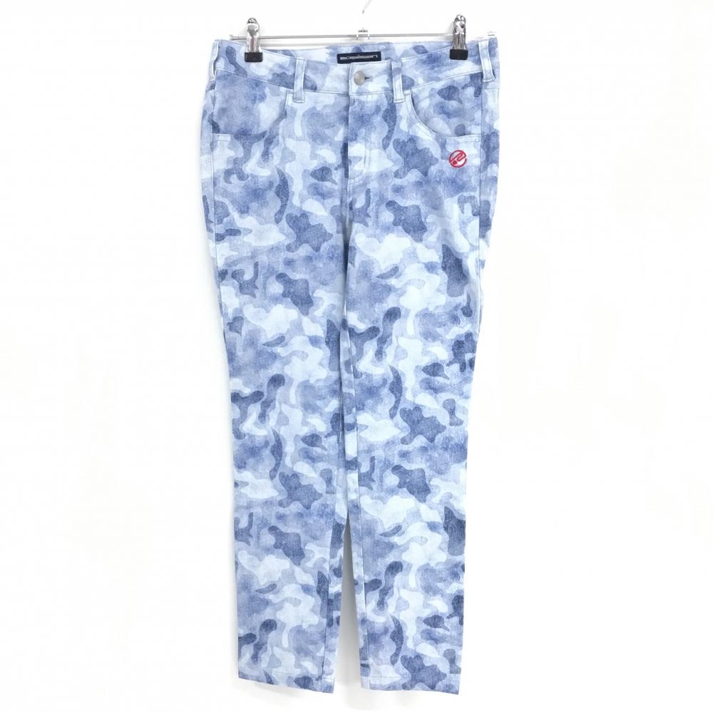 【美品】ロサーセン パンツ ライトブルー×ブルー カモフラ調 迷彩 ストレッチ レディース M ゴルフウェア Rosasen