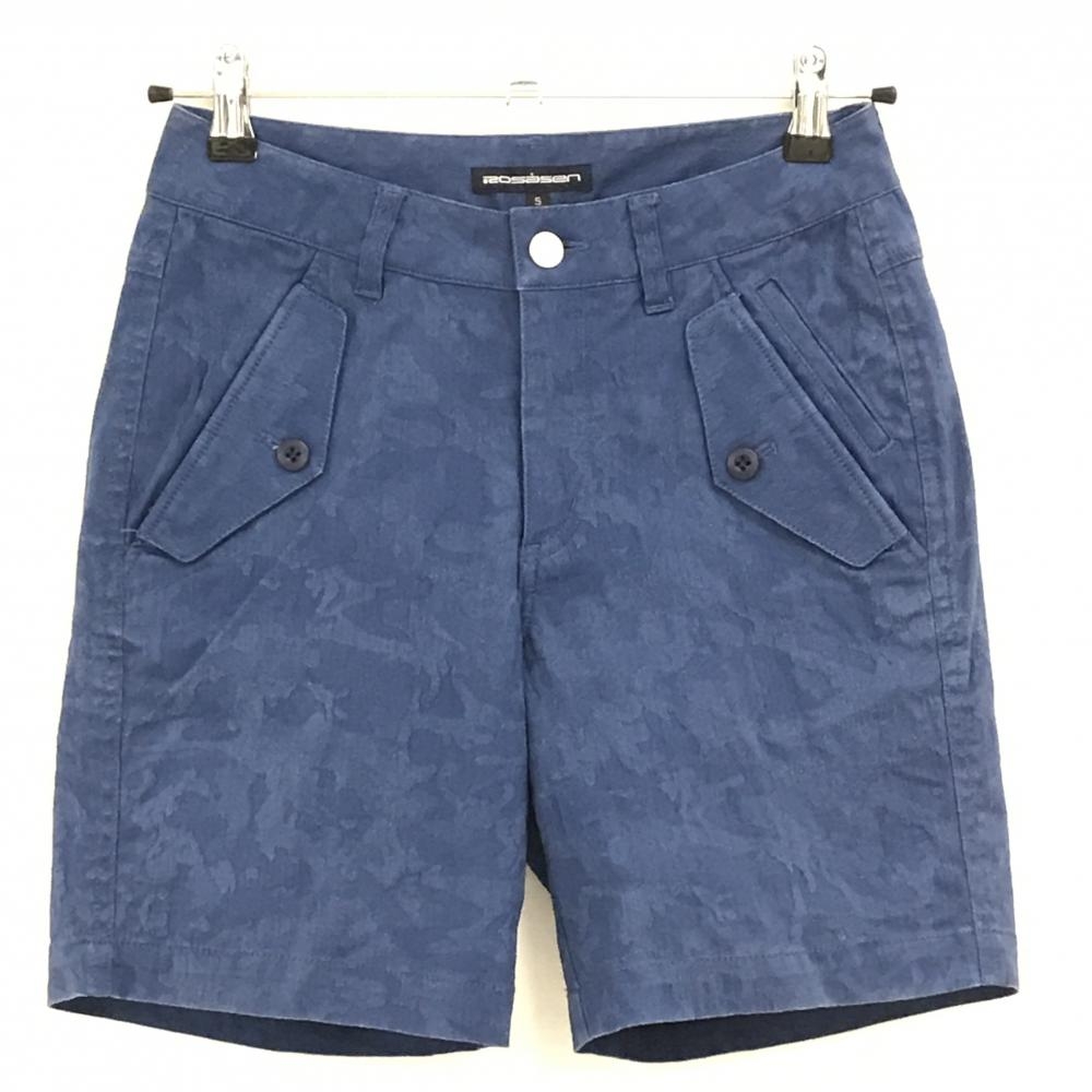 ロサーセン ハーフパンツ ブルー カモフラ 迷彩柄 複数ポケット  レディース S ゴルフウェア Rosasen