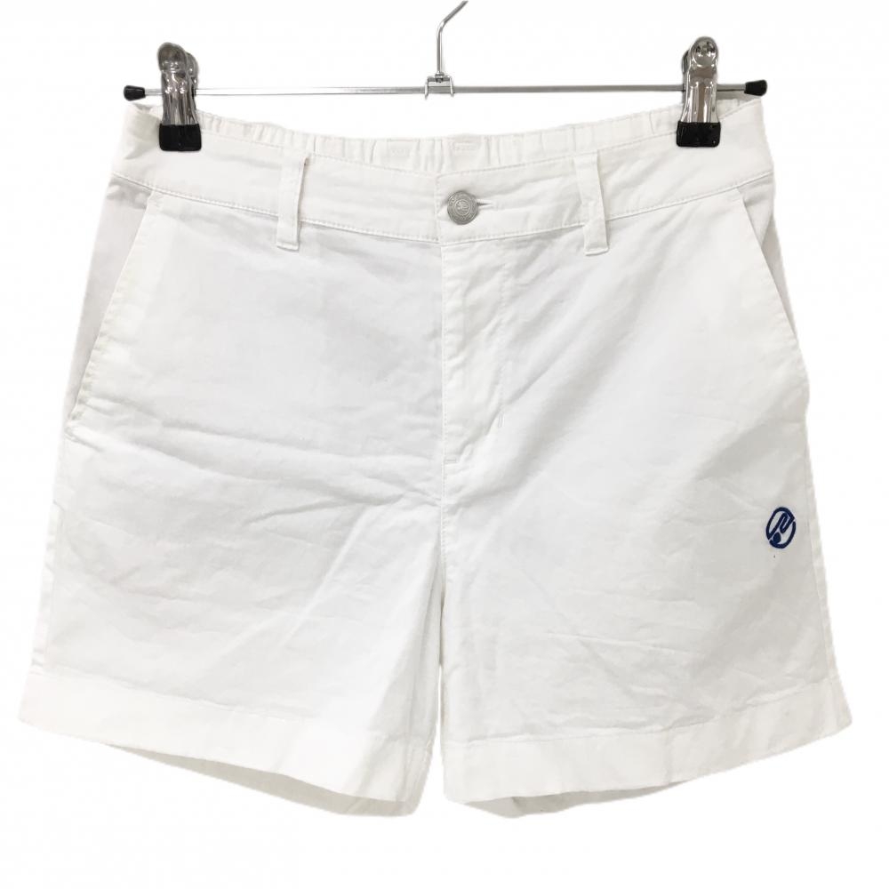 ロサーセン ショートパンツ 白 シンプル ロゴ刺しゅう ストレッチ レディース 40(M) ゴルフウェア Rosasen