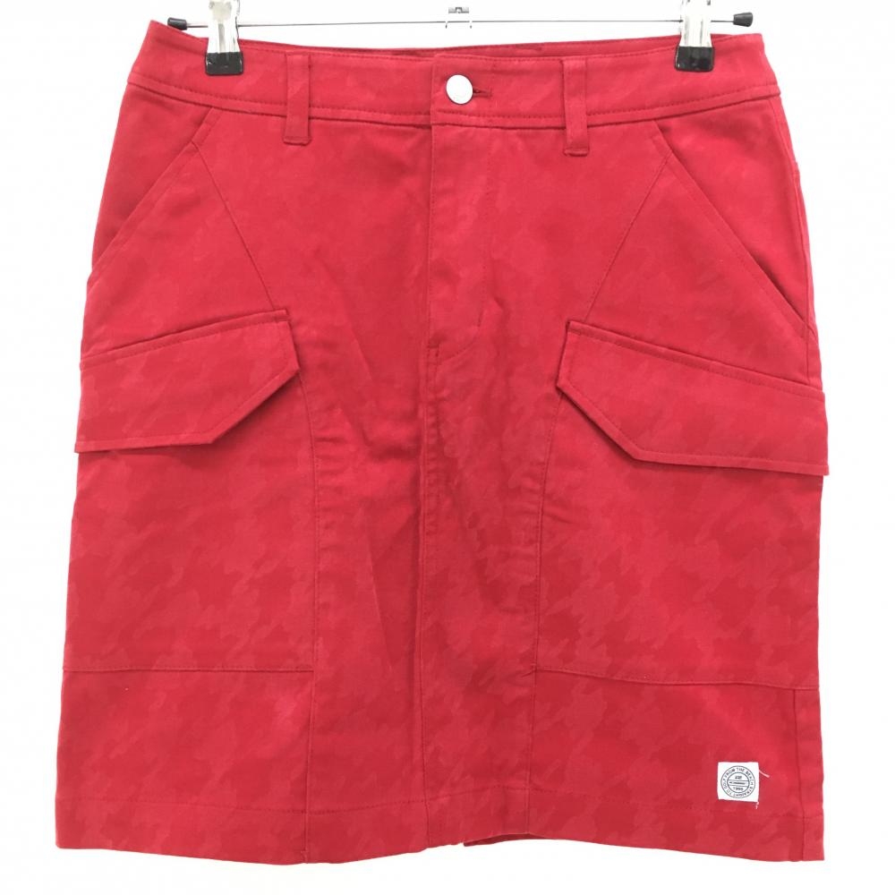 【美品】ロサーセン カーゴスカート レッド 総柄 バックロゴ レディース M ゴルフウェア Rosasen
