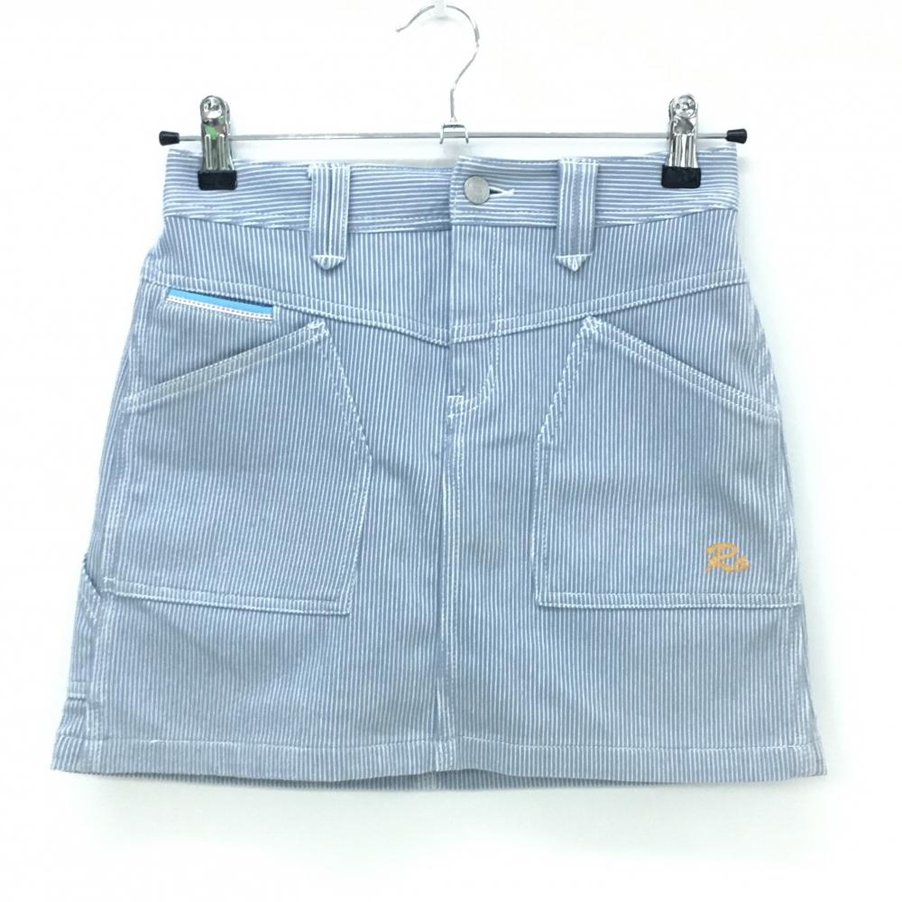ロサーセン スカート ライトブルー×白 ストライプ  レディース 38(S) ゴルフウェア Rosasen