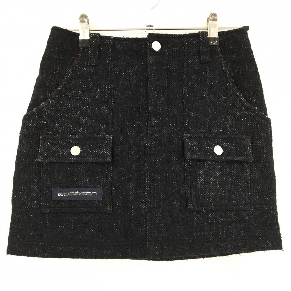 ロサーセン スカート 黒系 キルティング 裏地付  レディース M ゴルフウェア Rosasen