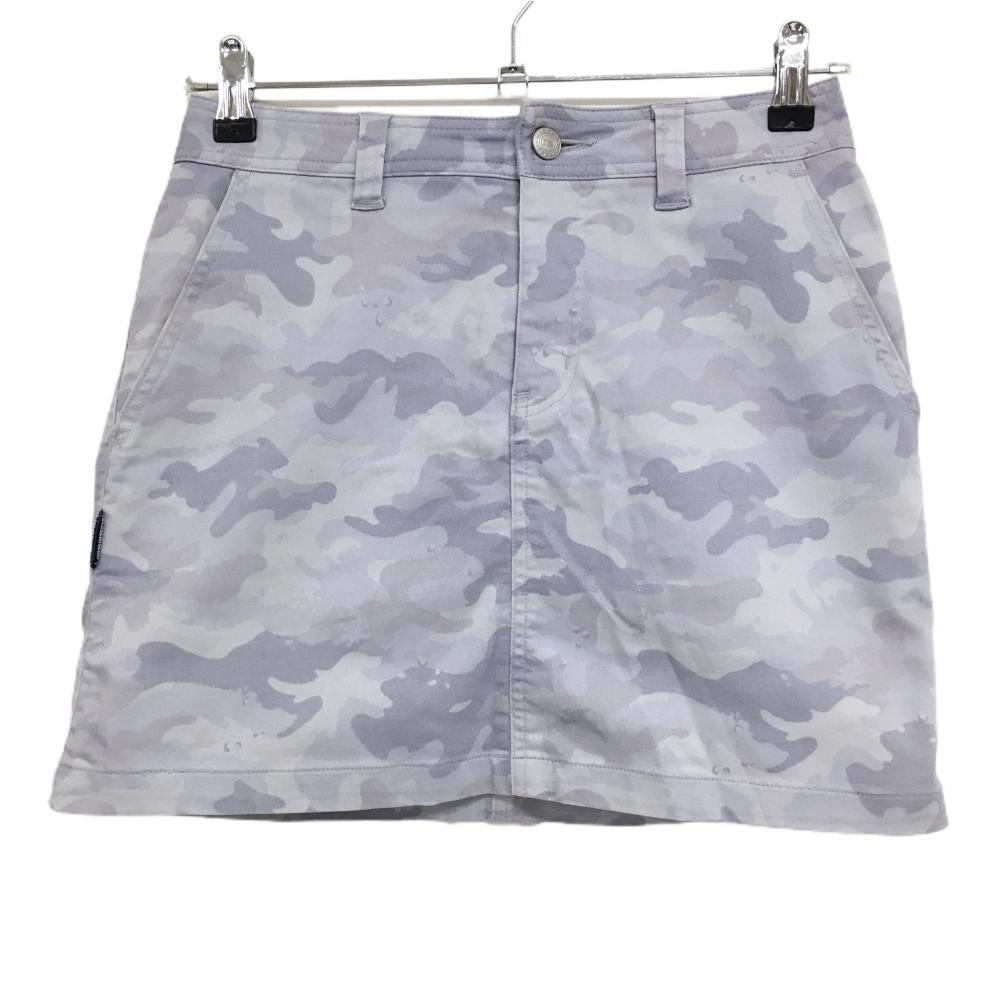 【美品】ロサーセン ストレッチスカート ライトグレー 迷彩 カモフラ  レディース 38(S) ゴルフウェア Rosasen