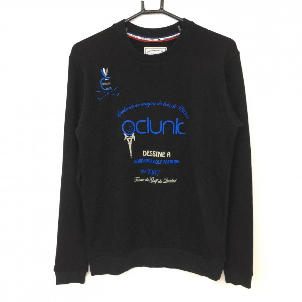 【美品】clunk クランク セーター 黒×ブルー ロゴプリント  メンズ L ゴルフウェア