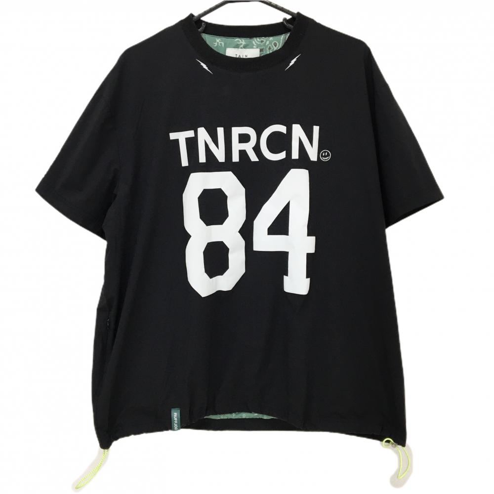 【美品】タイニーリーコン 半袖スニード 黒×白 ビッグプリント リバーシブル ブルゾン メンズ M ゴルフウェア TNRCN