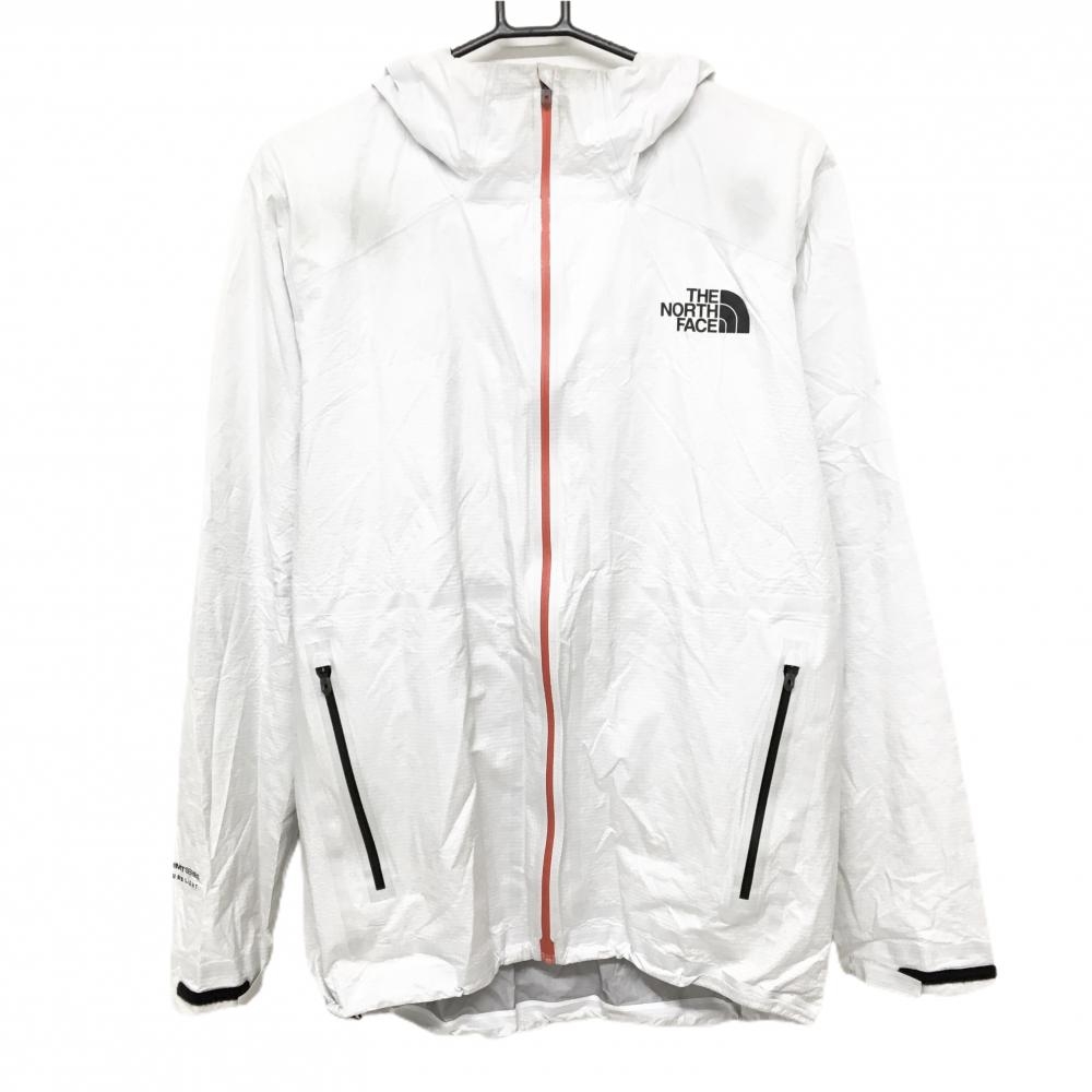 ザノースフェイス レインジャケット 白 フード付 ロゴプリント レインウェア  メンズ L ゴルフウェア THE NORTH FACE