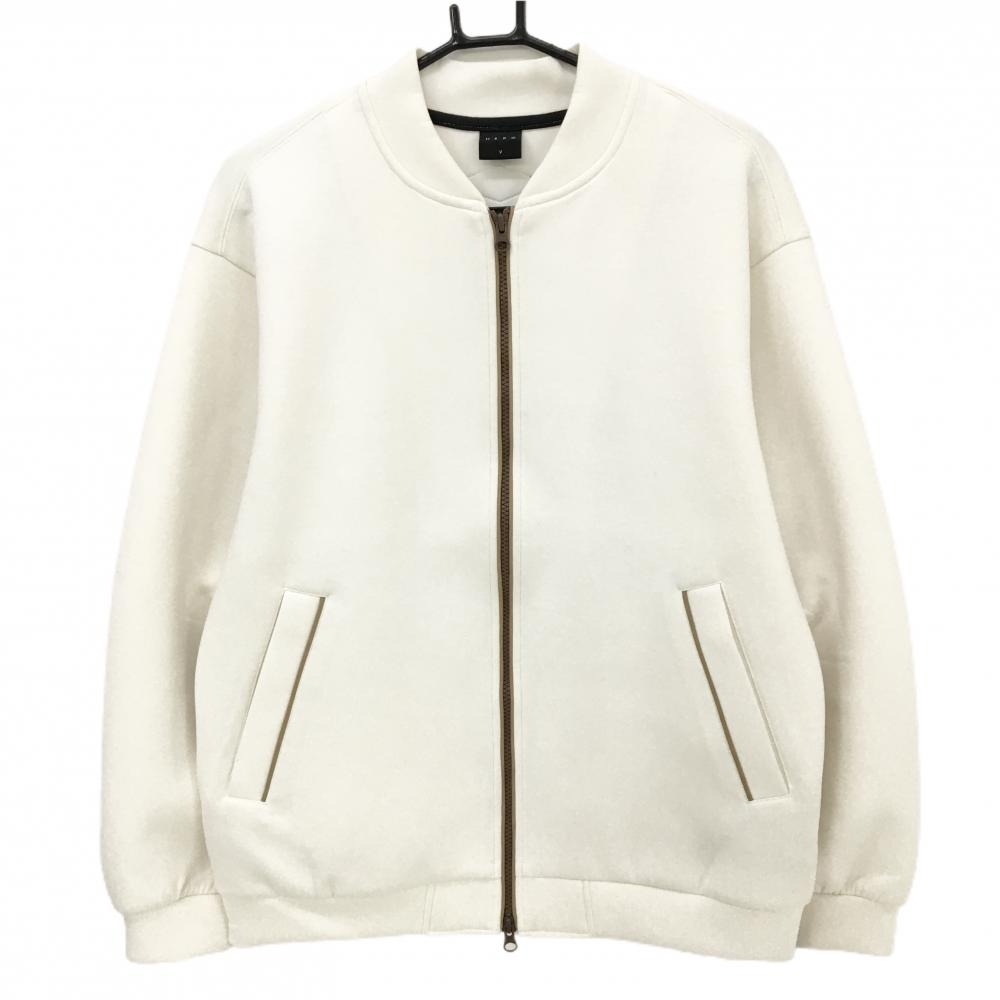 【美品】エルグワン ジャケット アイボリー 背面ラバーワッペン メンズ V(L) ゴルフウェア HERG1