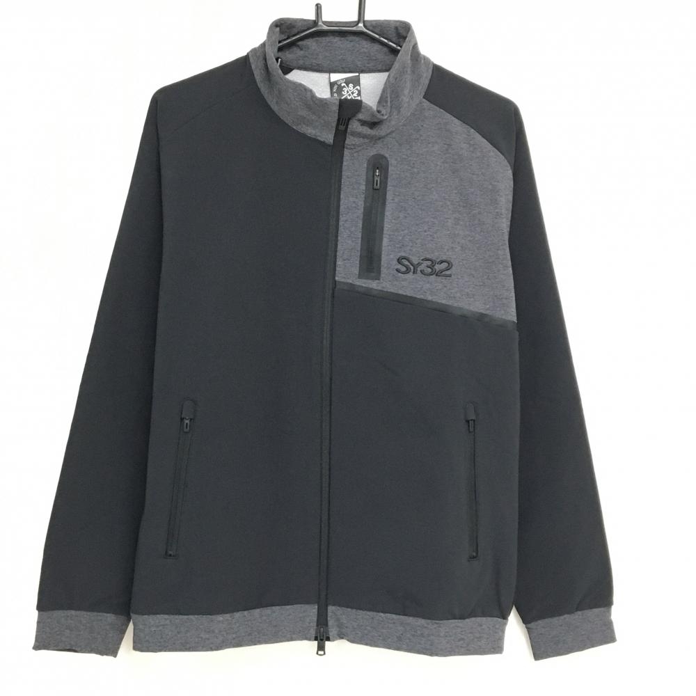 【新品】SY32 ジャケット 黒×杢グレー 裏起毛 撥水 保温 ストームフリース メンズ M ゴルフウェア 2023年モデル SY32 BY SWEET YEARS