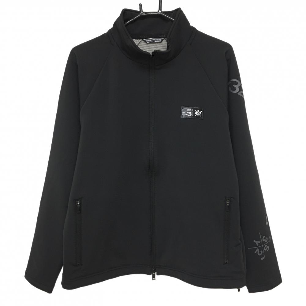 【新品】SY32 ジャケット 黒 袖ロゴワッペン 裏起毛 メンズ L ゴルフウェア 2024年モデル SY32 BY SWEET YEARSSY32 