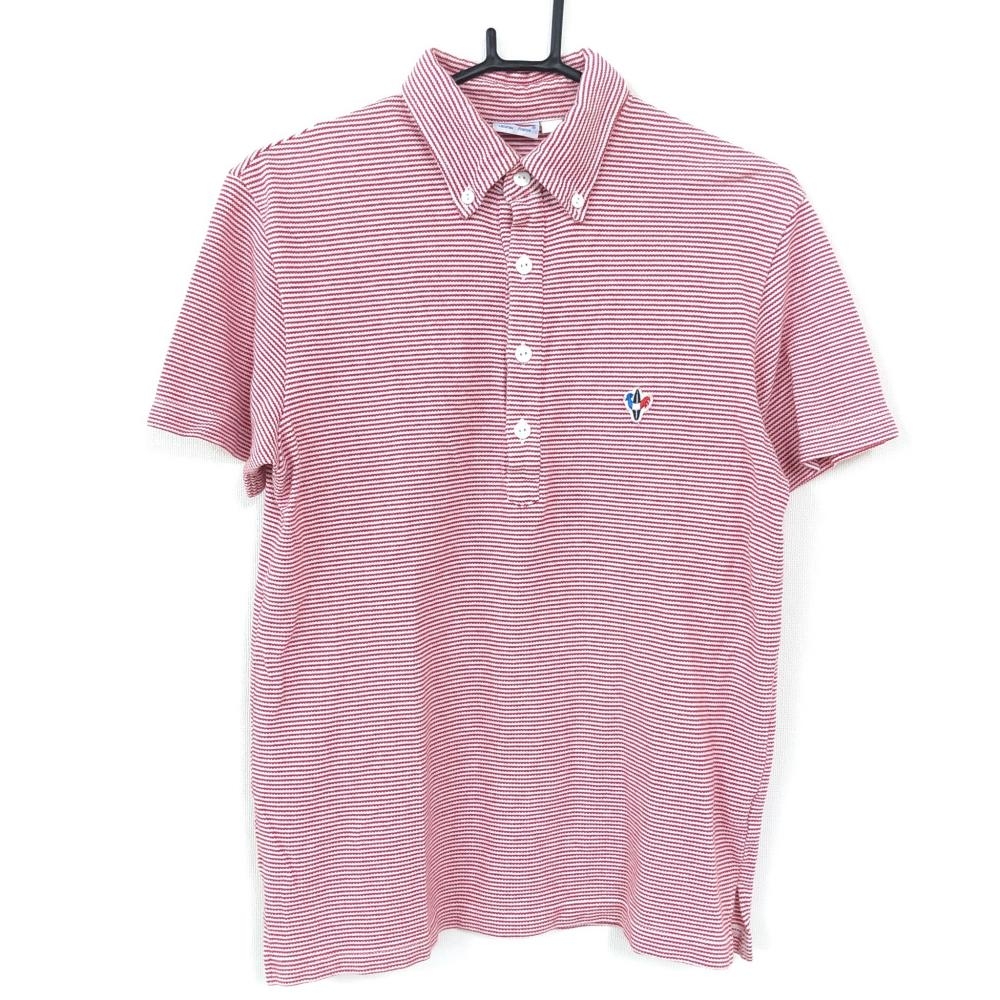 ARVOR MAREE アルボーマレー 半袖ポロシャツ レッド×白 ボーダー ボタンダウン  メンズ 1[S] ゴルフウェア