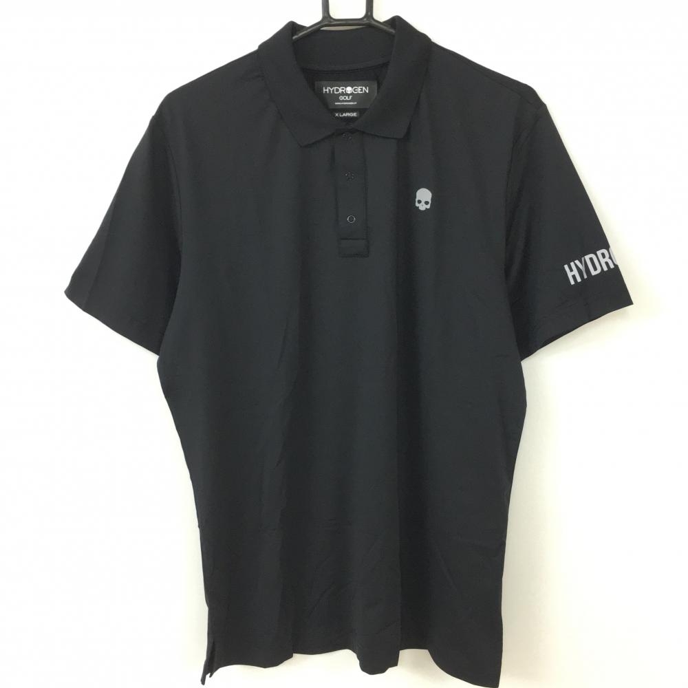 【美品】HYDROGEN ハイドロゲン 半袖ポロシャツ 黒 スカル スナップボタン メンズ XL ゴルフウェア