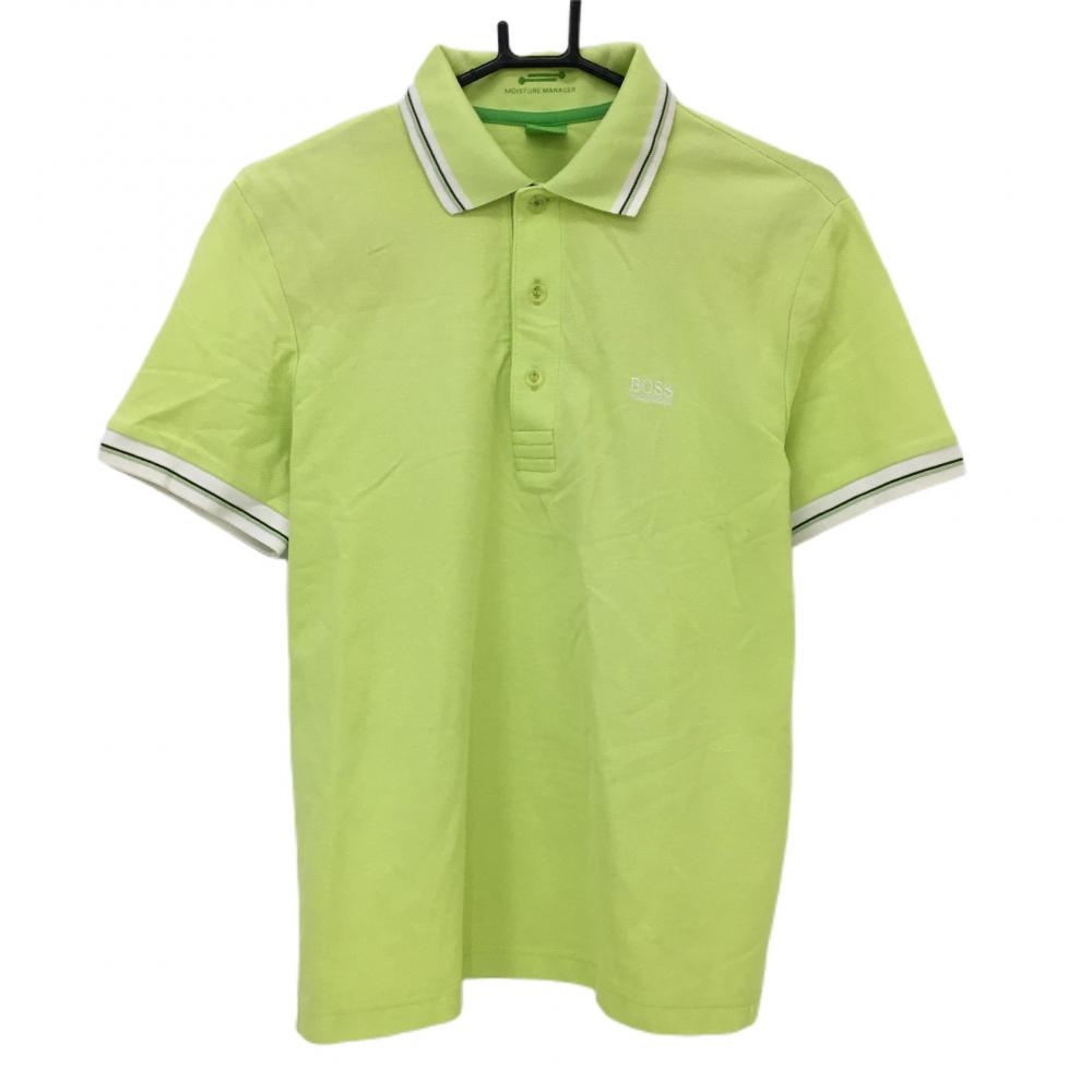 ヒューゴボス 半袖ポロシャツ ライトグリーン×白  メンズ S ゴルフウェア HUGO BOSS