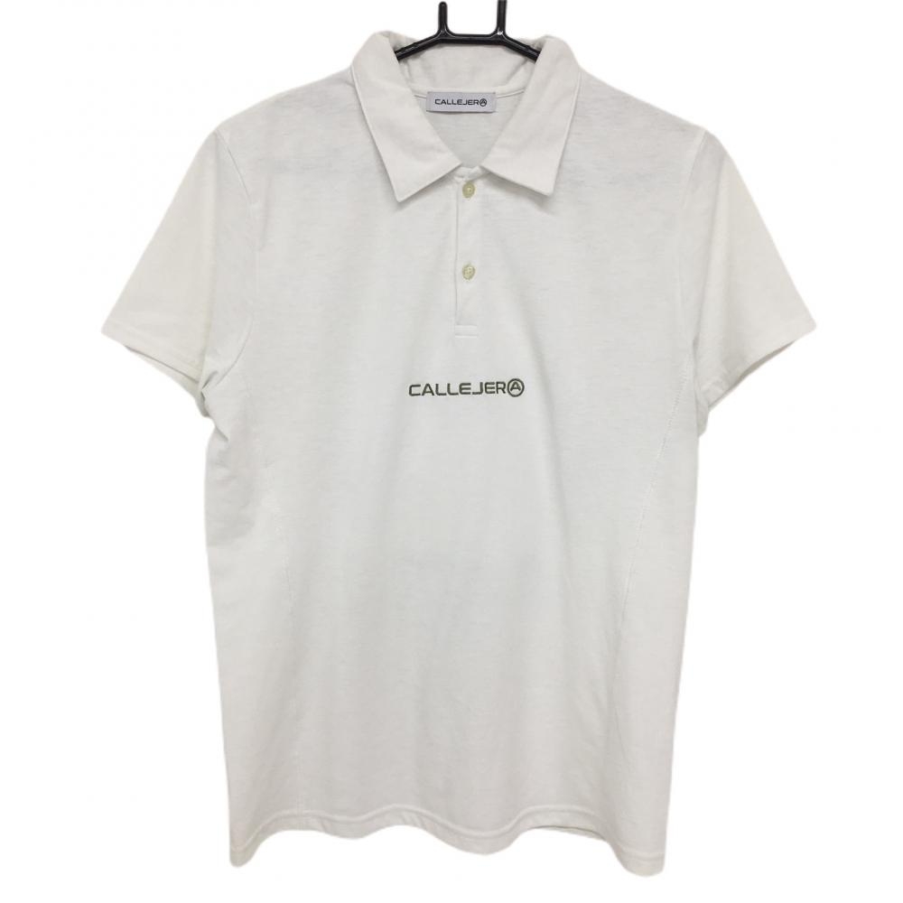 カジェヘラ 半袖ポロシャツ 白×黒 バックプリント  メンズ 5(Ｌ) ゴルフウェア CALLEFER