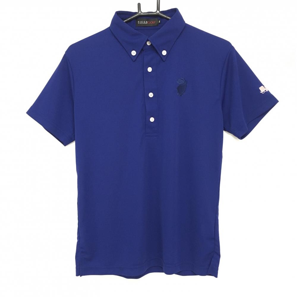 【超美品】フィッチェゴルフ 半袖ポロシャツ ブルー ボタンダウン メンズ M ゴルフウェア FICCE GOLF