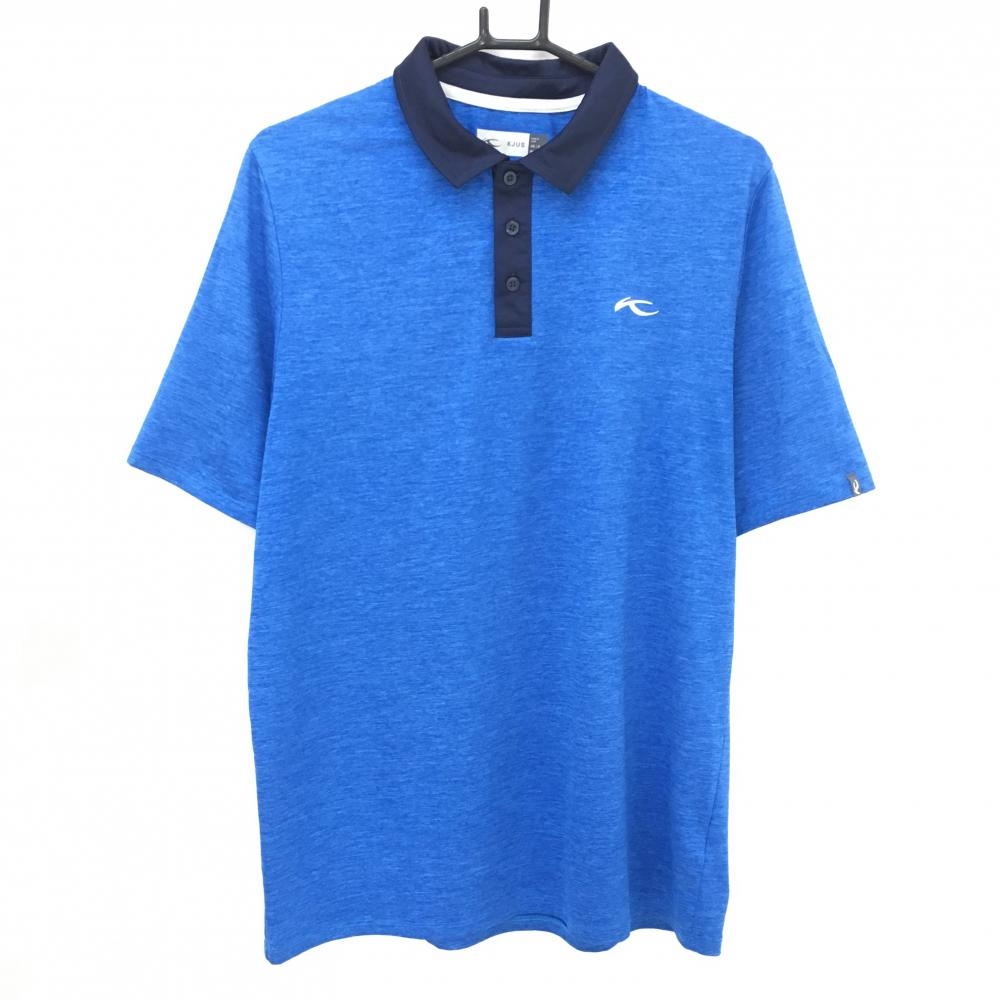 【美品】チュース 半袖ポロシャツ 杢ブルー ストレッチ メンズ 48/S ゴルフウェア KJUS