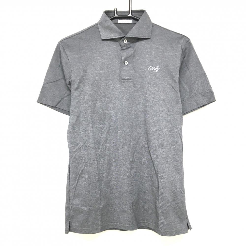 【超美品】モコ 半袖ポロシャツ ダークグレー ロゴ刺しゅう メンズ 48 ゴルフウェア MOCO