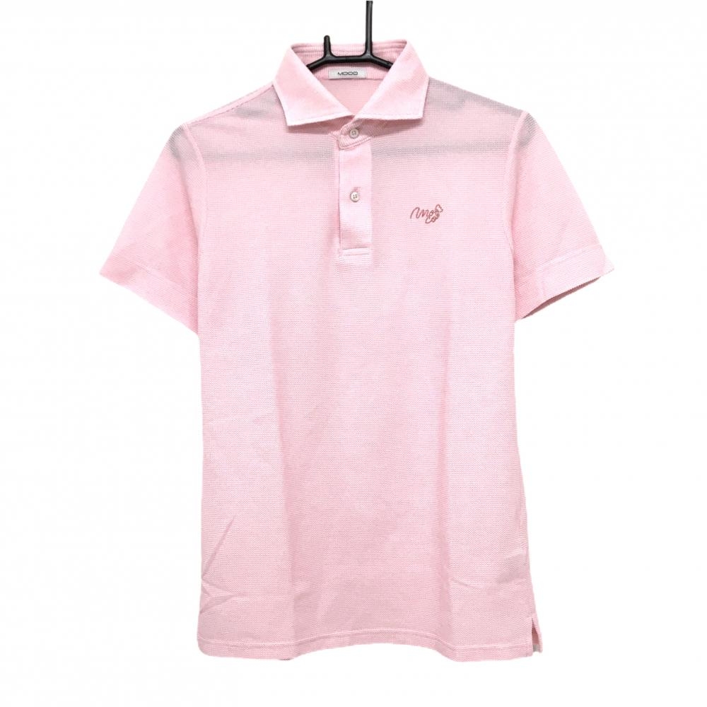 【超美品】モコ 半袖ポロシャツ ピンク ロゴ刺しゅう メンズ 48 ゴルフウェア MOCO