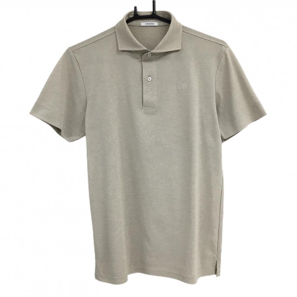 【超美品】モコ 半袖ポロシャツ ベージュ 無地 ロゴ刺しゅう メンズ 48 ゴルフウェア MOCO