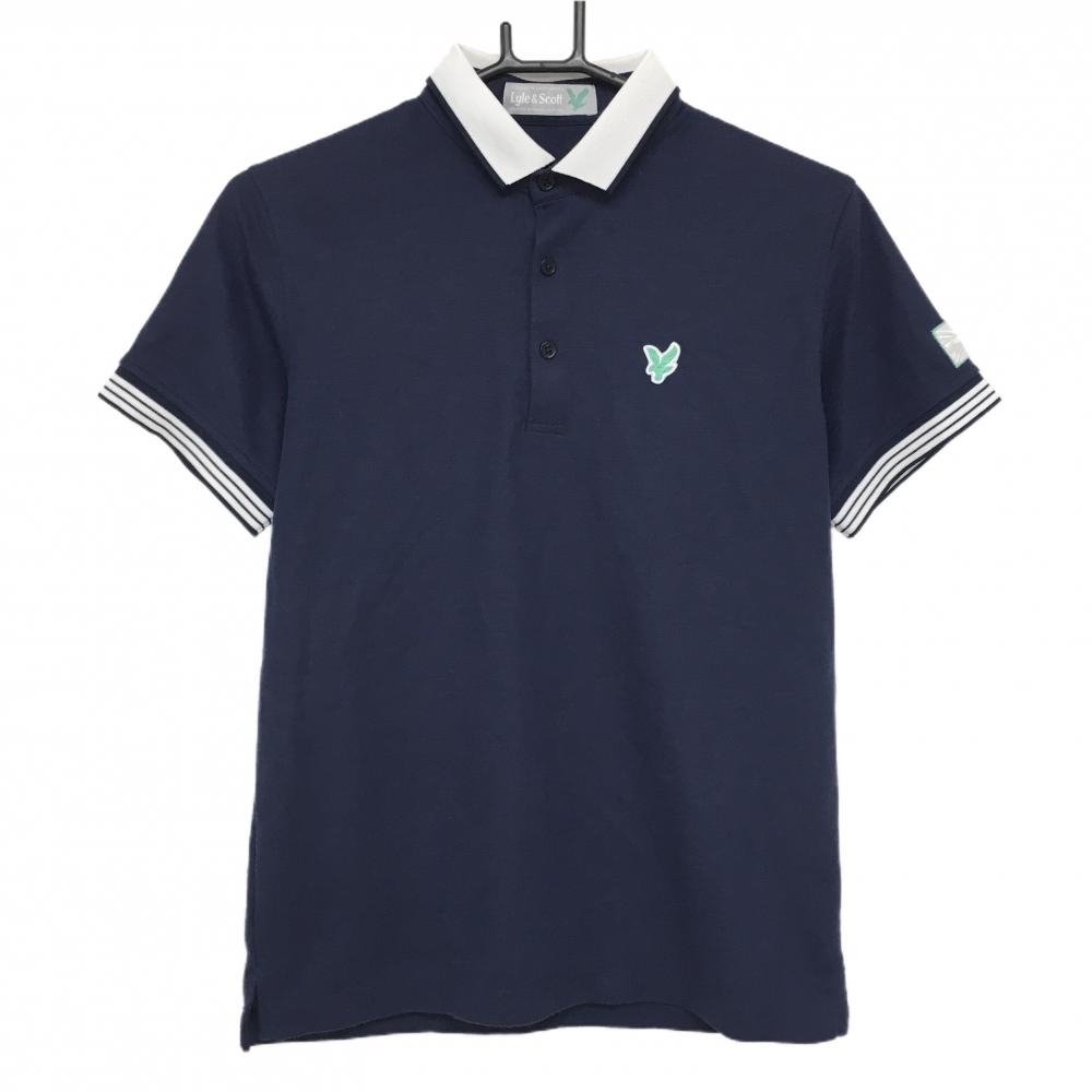ライルアンドスコット 半袖ポロシャツ ネイビー 袖ワッペン  メンズ S ゴルフウェア LYLE＆SCOTT
