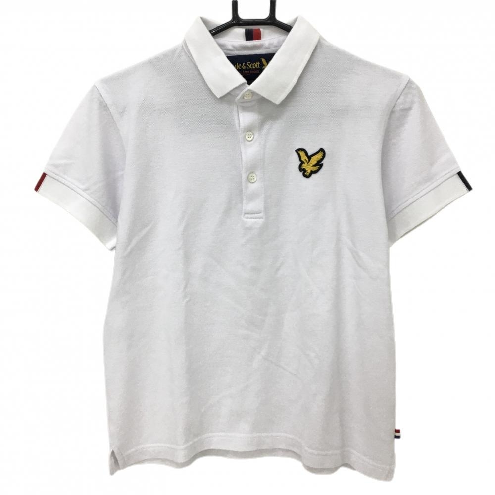 【美品】ライルアンドスコット 半袖ポロシャツ 白 ワッペン メンズ S ゴルフウェア LYLE＆SCOTT