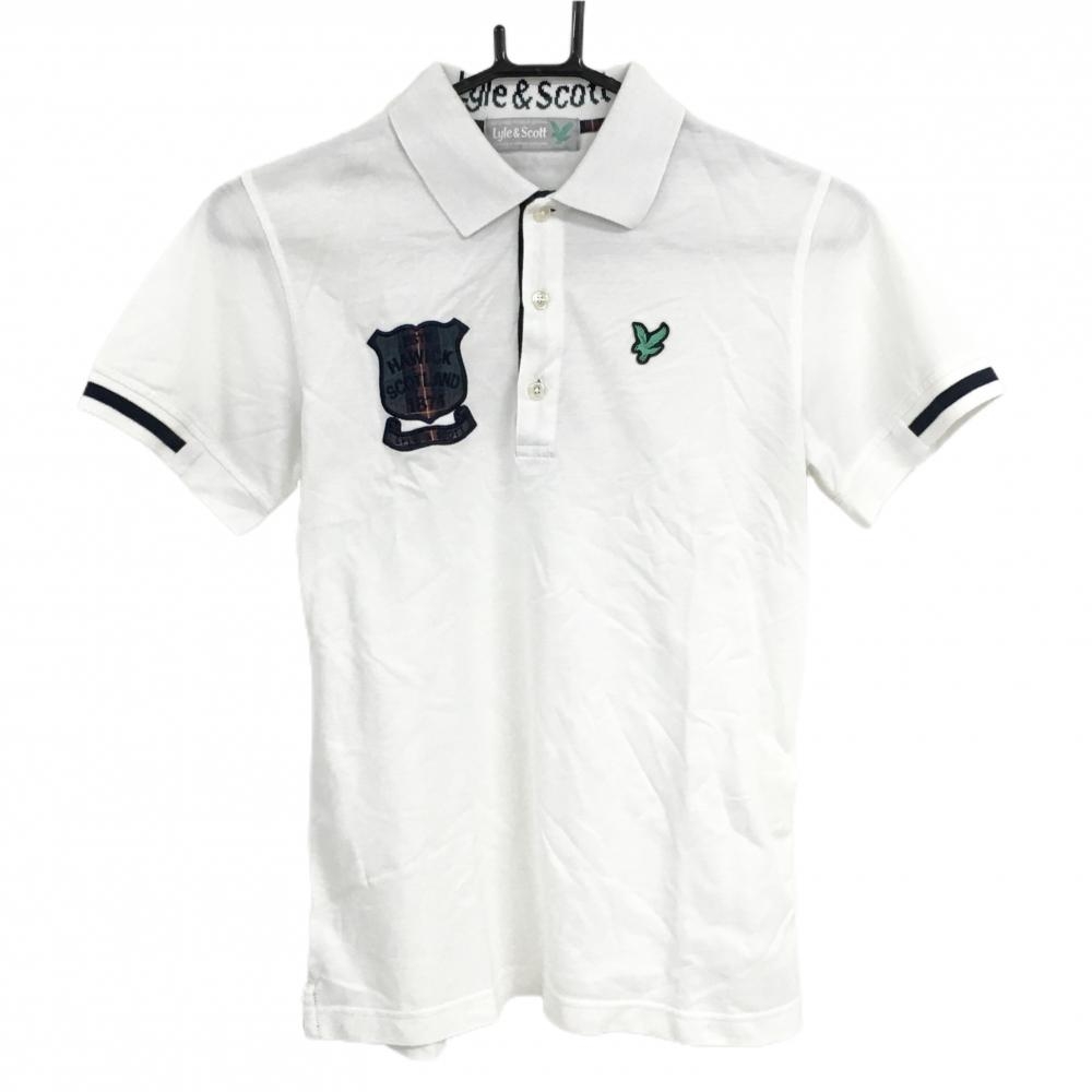 ライルアンドスコット 半袖ポロシャツ 白 ワッペン メンズ S ゴルフウェア LYLE＆SCOTT