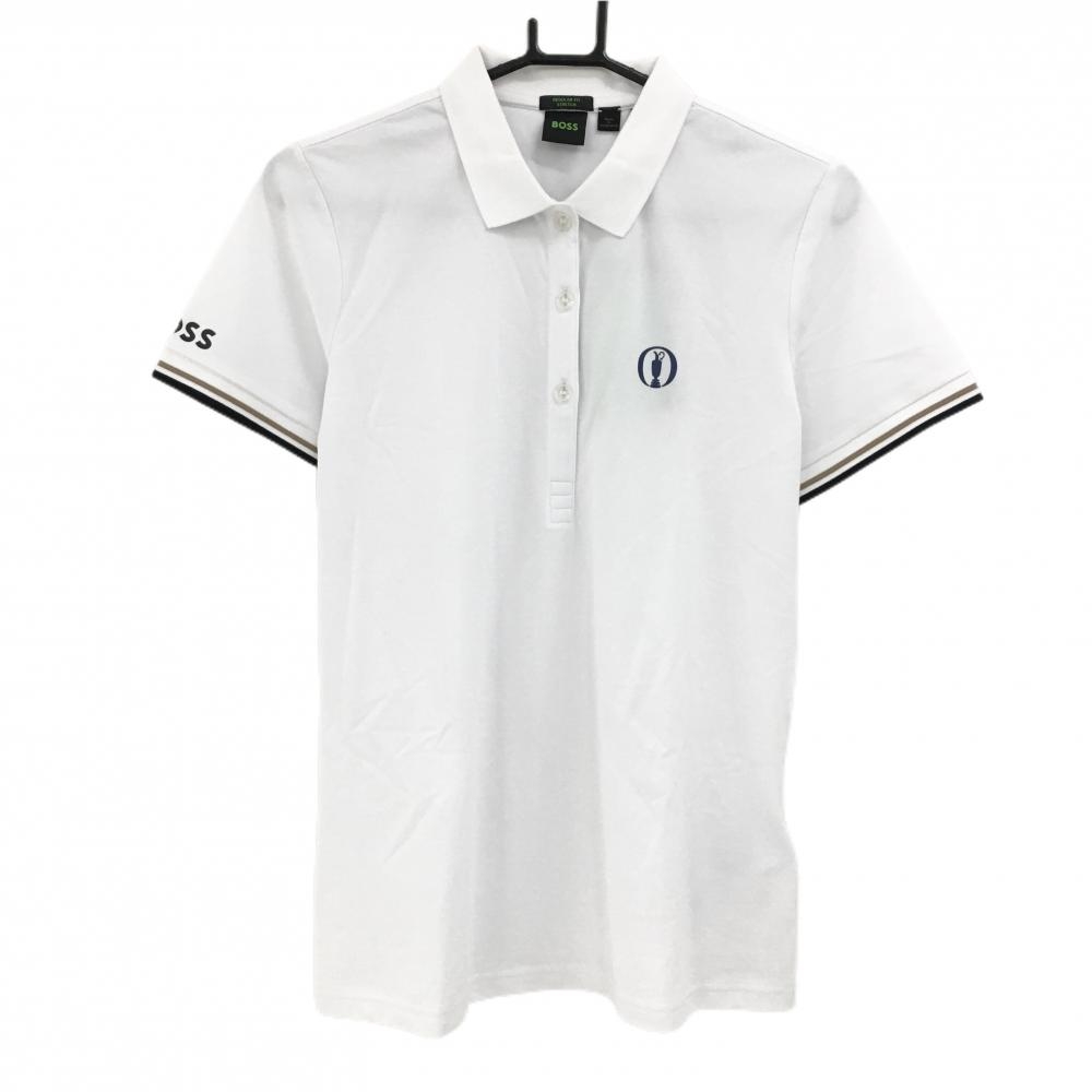【新品】ヒューゴボス 半袖ポロシャツ 白 袖口ライン  メンズ M ゴルフウェア BOSS